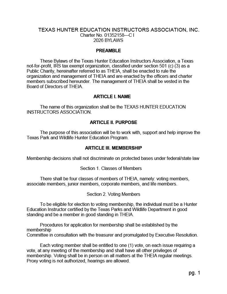 Image of the first page of the proposed amendment changes to bylaws. Click image to open